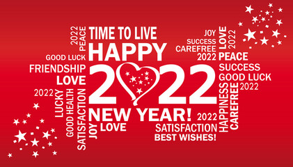 2022 - happy new year mit herz und sternen und guten wünschen
