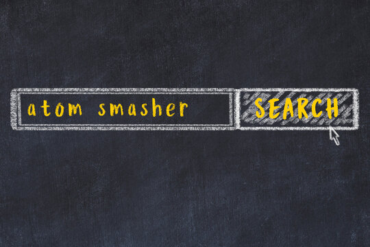 Chalk sketch of browser window with search form and inscription atom smasher