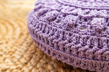 Obraz na płótnie Canvas Crochet Round Cotton Cushion