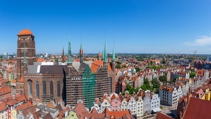 Danzig, Blick vom Rathausturm auf die Marienkirche