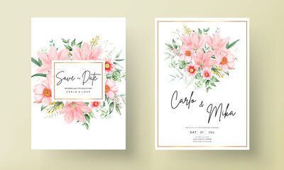 watercolor wedding invitation beautiful flower  template