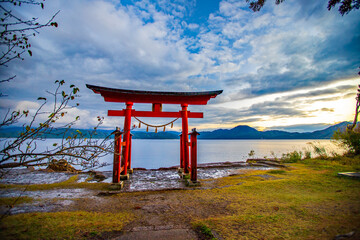 秋田県　田沢湖の風景