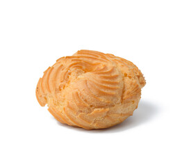 baked round eclair on white background