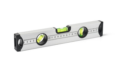 metallic building level on a white background. Measuring instrument