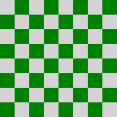 Checkerboard 8 by 8. Green and Light grey colors of checkerboard. Chessboard, checkerboard texture. Squares pattern. Background.