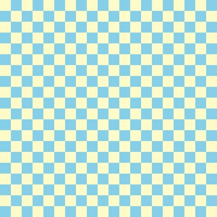Two color checkerboard. Sky blue and Beige colors of checkerboard. Chessboard, checkerboard texture. Squares pattern. Background.