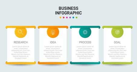 Infographic design with icons and 4 options or steps. Thin line vector. Infographics business concept. Can be used for info graphics, flow charts, presentations, web sites, banners, printed materials.