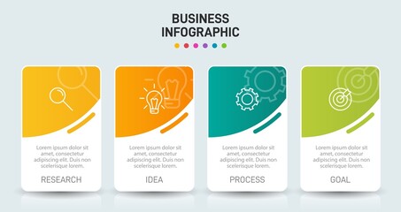 Infographic design with icons and 4 options or steps. Thin line vector. Infographics business concept. Can be used for info graphics, flow charts, presentations, web sites, banners, printed materials.