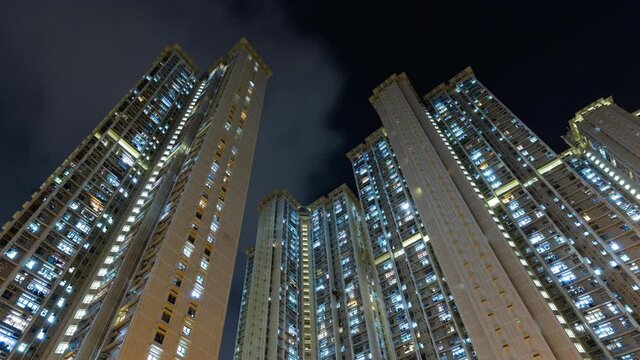 Timelapse of the apartment building at night