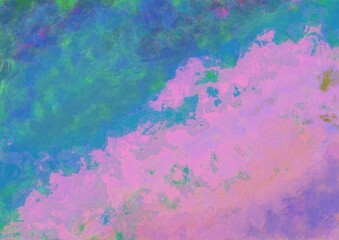 Abstract oil paint background grunge texture with pink and blue gradient and brush strokes texture