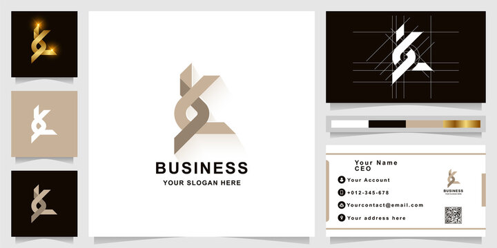 Letter k or bk monogram logo template with business card design