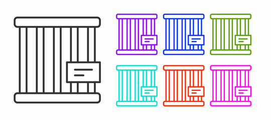 Black line Animal cage icon isolated on white background. Set icons colorful. Vector