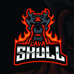 Lava Skull Mascot Gaming Logo Template