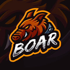 Boar Mascot Gaming Logo Template