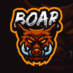 Boar Head Mascot Gaming Logo Template 