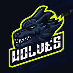 Wolf Head Mascot Gaming Logo Template