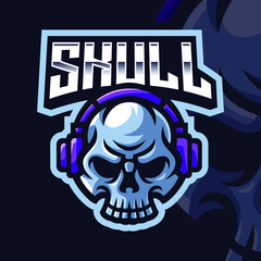 Skull With Headphone Mascot Gaming Logo Template