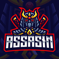  Assasin Samurai Mascot Gaming Logo Template