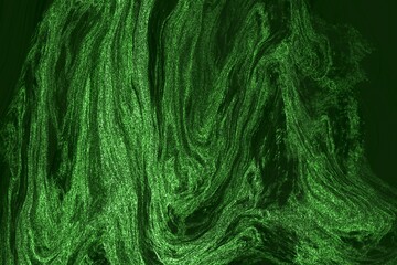 abstract green background with lines and sparkles, fluid art, green simple Christmas wallpaper, paint on liquid surface 