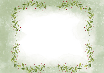 Fototapeta premium Pale leaves - botanical design banner. Floral pastel watercolor border frame.