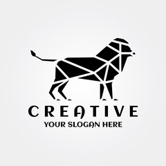 Lion Mosaic Logo. Lion Animal Line Art Concept