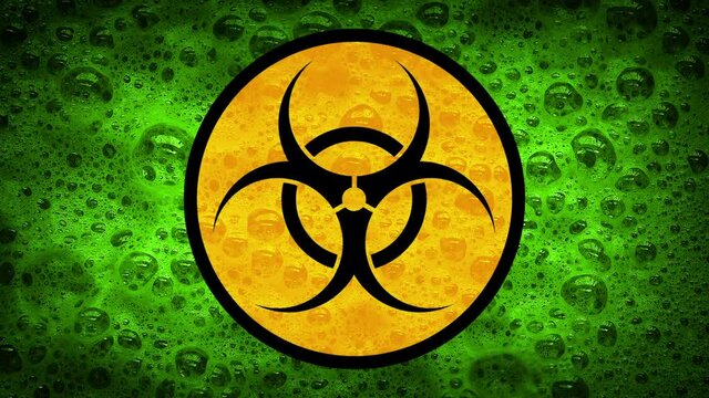 Biohazard Sign Over Green Toxic Substance