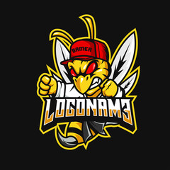 karate bee mascot logo illustration
