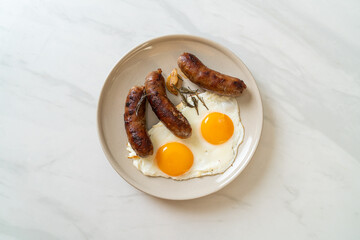 double fried egg with pork sausage