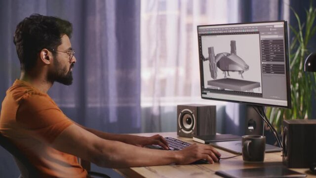 Indian male developer creating aircraft model