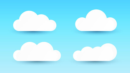 White cloud in paper craft style isolated on blue background