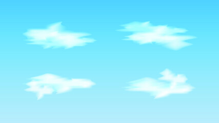 Realistic white cloud set isolated on a blue background