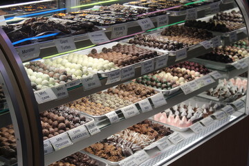Large selection of candy in candy shop