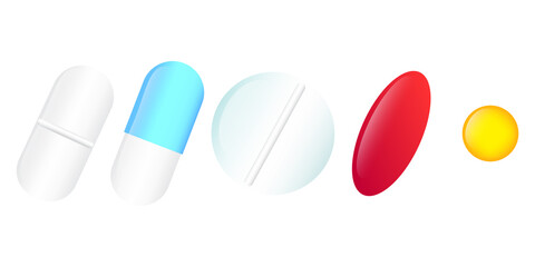 The medicine is in pills. Medications. Disease symbols. Vector illustration. Stock image.