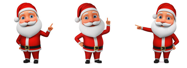 Santa Claus points his finger. 3d render illustration.
