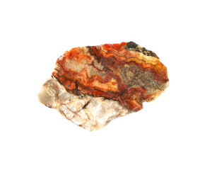 close up on lace agate rock isolated on white background