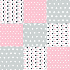Seamless abstract patchwork pattern in pastel colors.