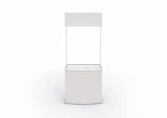 3D illustration of an exhibitor stand on white