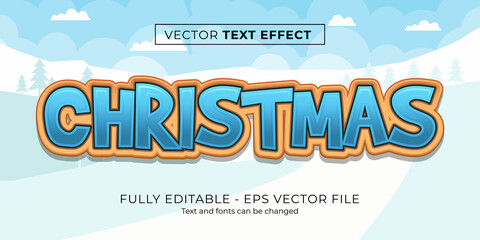 Merry christmas editable text effect in the snow background