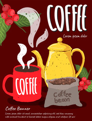Naklejka premium background leaflet coffee poster banner design 02