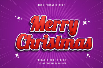 Merry christmas,3 dimensions editable text effect red gradation comic style