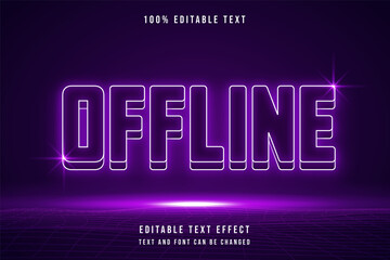 Offline,,3 dimensions editable text effect purple gradation neon style