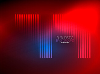Bright neon color techno abstract background, shiny glowing neon lines in the dark background