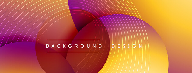 Gradient circles with shadows. Vector techno abstract background. Modern overlapping forms wallpaper background, design template