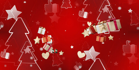 Christmas gifts background design as 3d-illustration