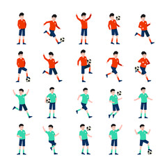 set of soccer football player man characters vector illustration design