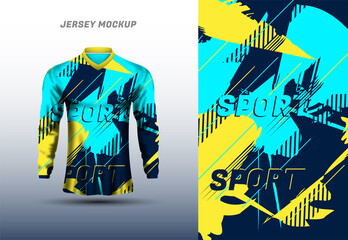 Long sleeve sports jersey design for football, racing, cycling, game jersey. Vector.