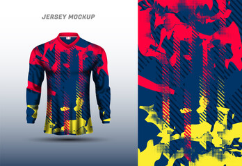 Long sleeve sports jersey design for football, racing, cycling, game jersey. Vector.