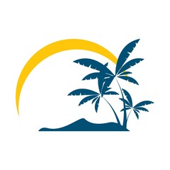 Fototapeta na wymiar Palm tree summer vector logo