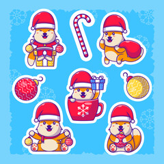 Cute Cartoon Fox Merry christmas sticker collection