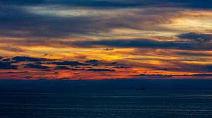 Sunset at the Del Mar beach, San Diego, California